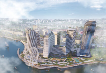 MIXED-USE: RESIDENTIAL COMPLEX WITH SHOPPING AND OFFICE CENTER AND PUBLIC RIVER PROMENADE